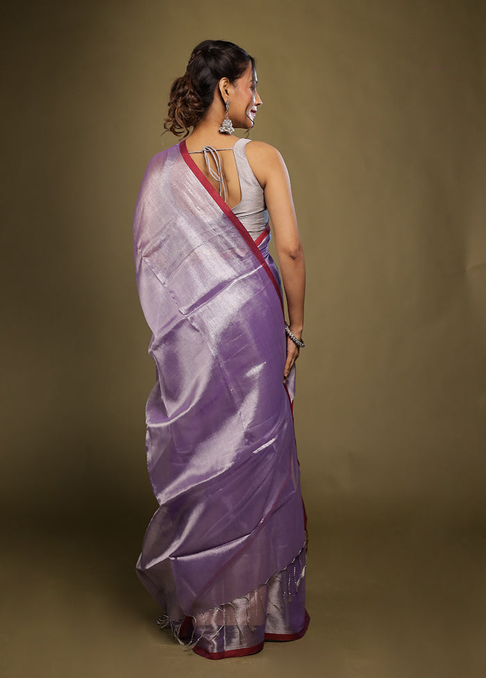 Purple Tissue Silk Saree With Blouse Piece