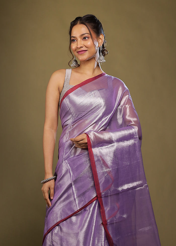 Purple Tissue Silk Saree With Blouse Piece