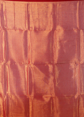 Rust Tissue Silk Saree With Blouse Piece