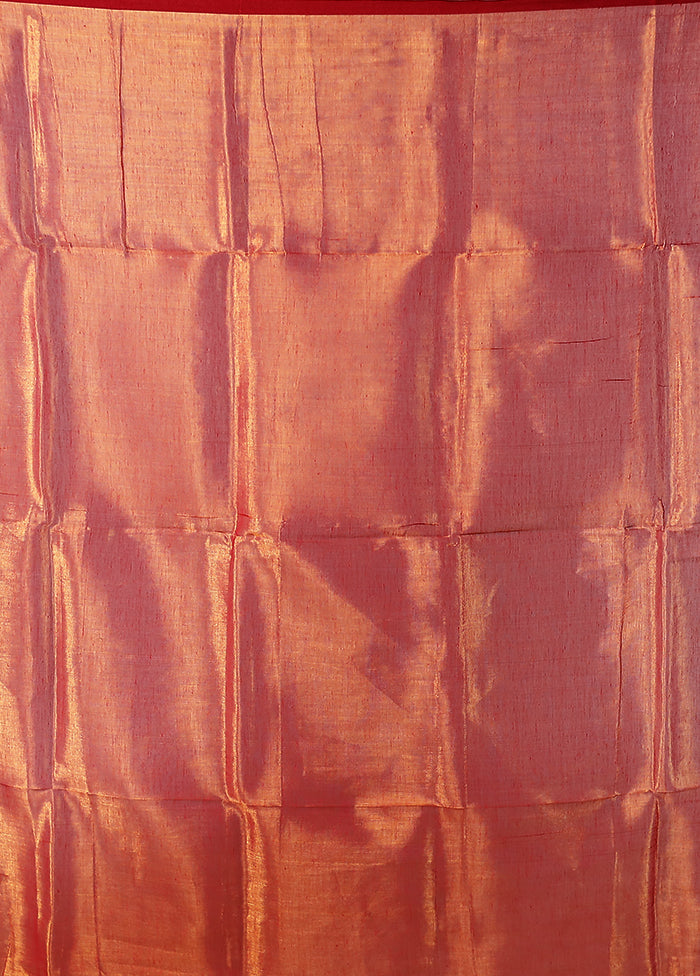 Rust Tissue Silk Saree With Blouse Piece