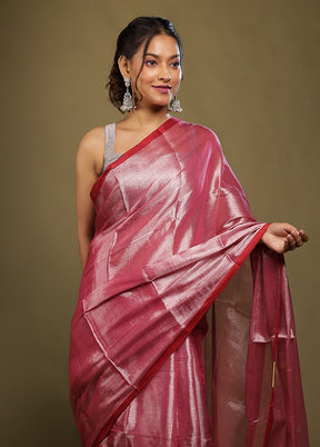 Purple Tissue Silk Saree With Blouse Piece