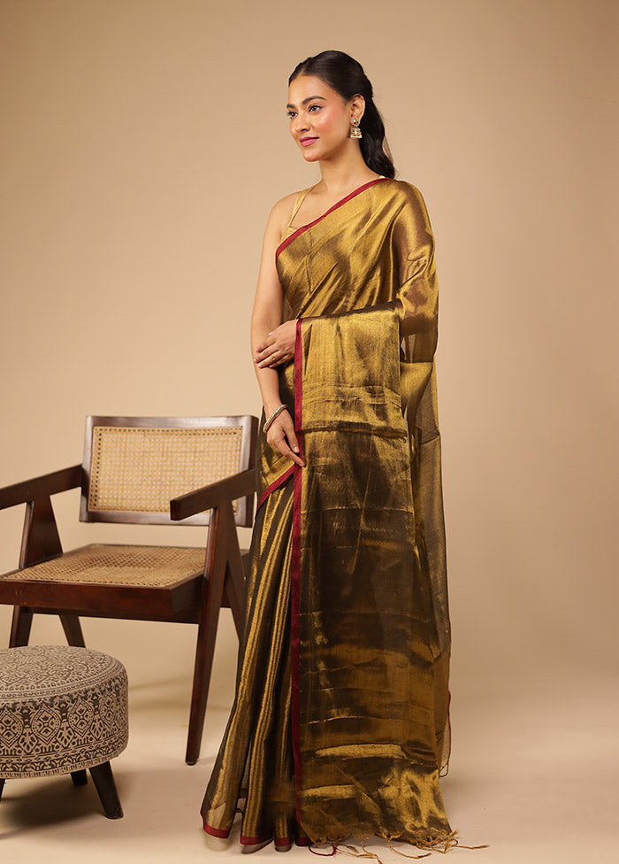 Green Tissue Silk Saree With Blouse Piece
