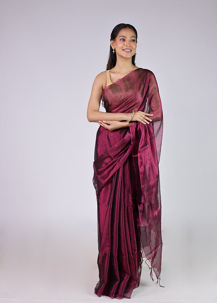 Sheesh Mahal Duo – Maroon Tissue Silk & Green Chiffon Sarees