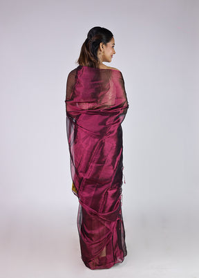 Sheesh Mahal Duo – Maroon Tissue Silk & Green Chiffon Sarees