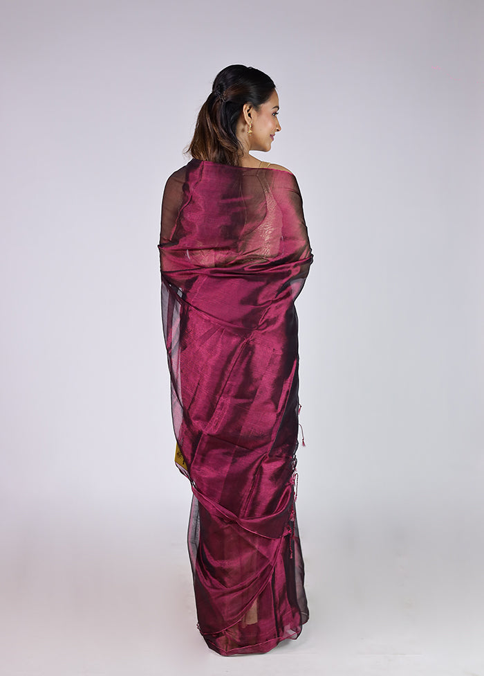 Purple Tissue Silk Saree With Blouse Piece