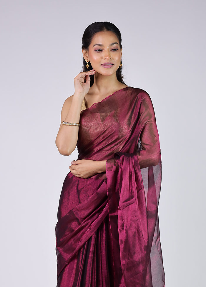 Sheesh Mahal Duo – Maroon Tissue Silk & Green Chiffon Sarees