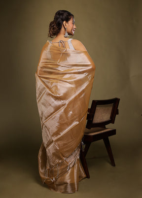 Cream Tissue Silk Saree With Blouse Piece
