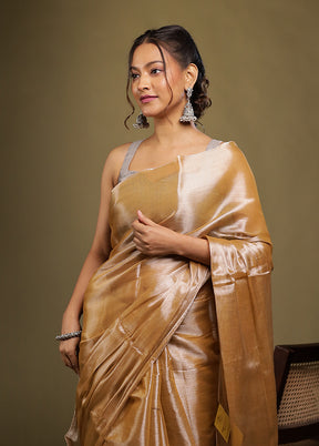 Cream Tissue Silk Saree With Blouse Piece