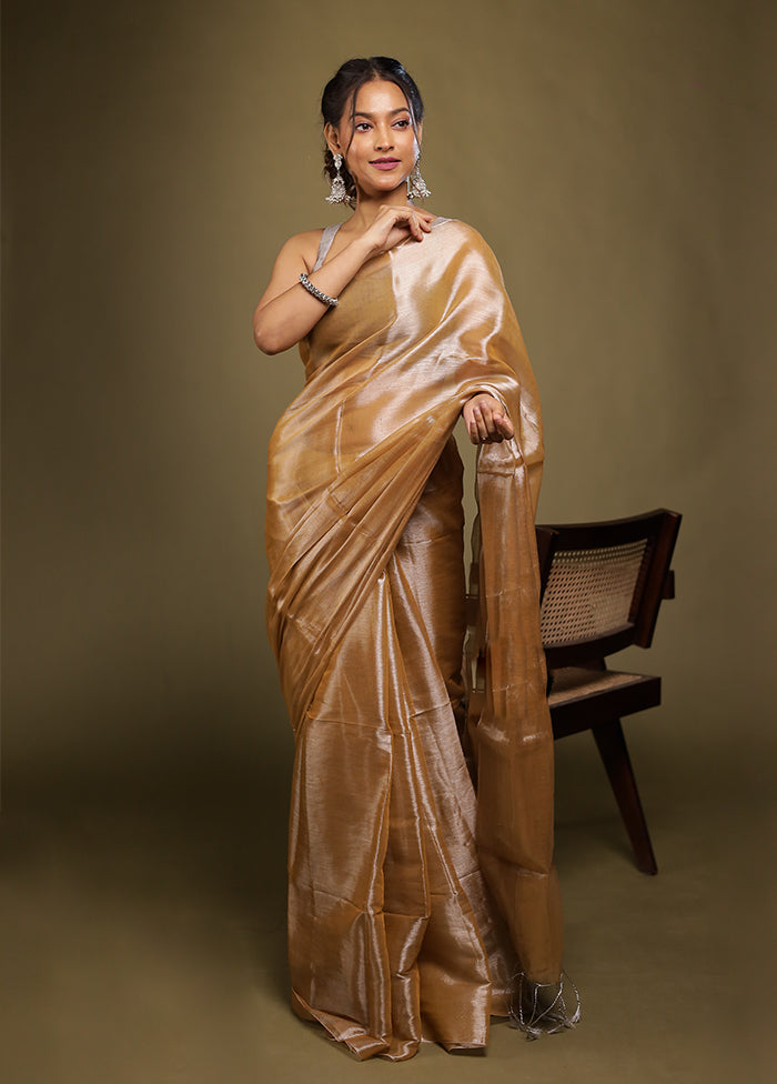 Cream Tissue Silk Saree With Blouse Piece