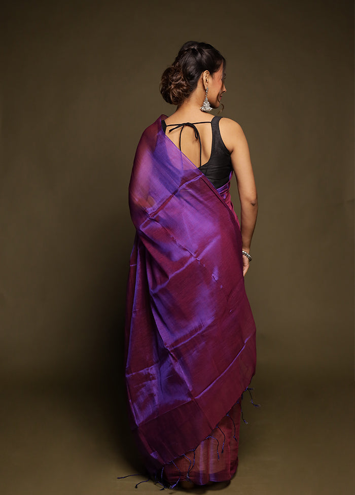 Purple Tissue Silk Saree With Blouse Piece