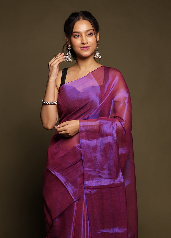 Purple Tissue Silk Saree With Blouse Piece
