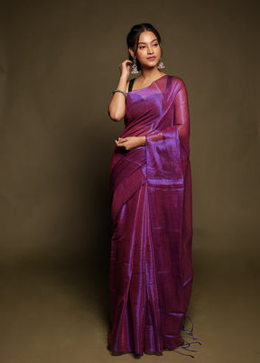 Purple Tissue Silk Saree With Blouse Piece