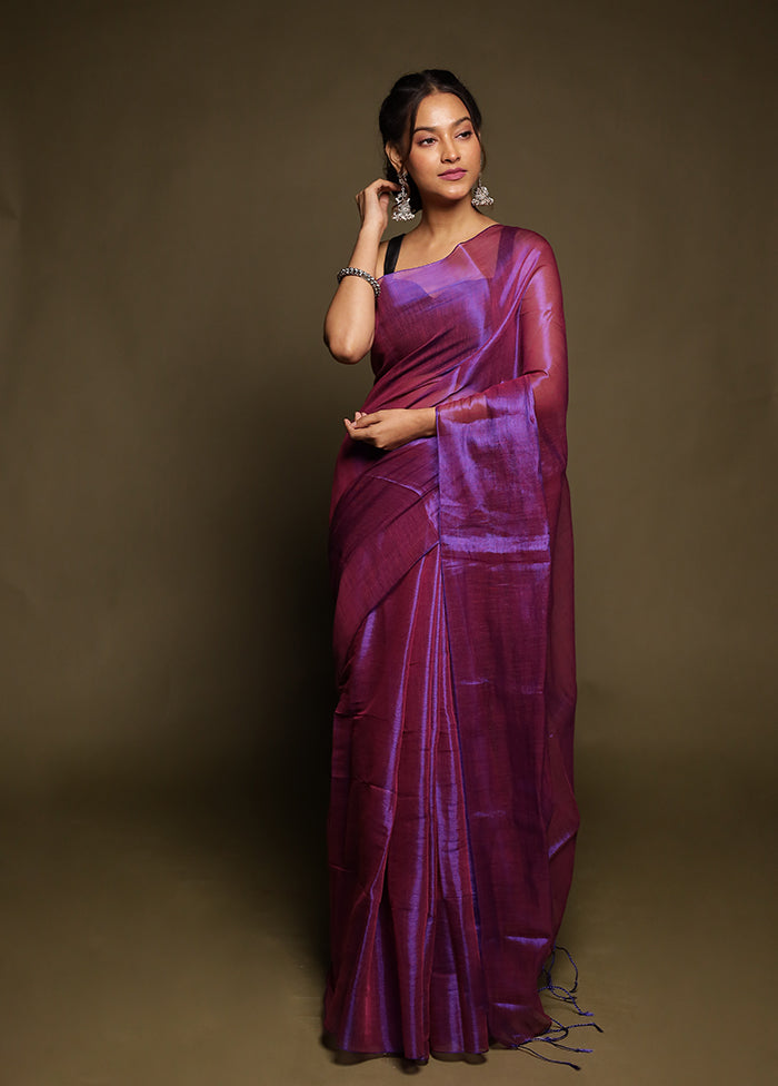 Purple Tissue Silk Saree With Blouse Piece