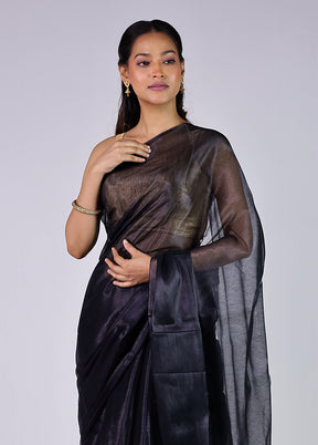 Black Tissue Silk Saree With Blouse Piece