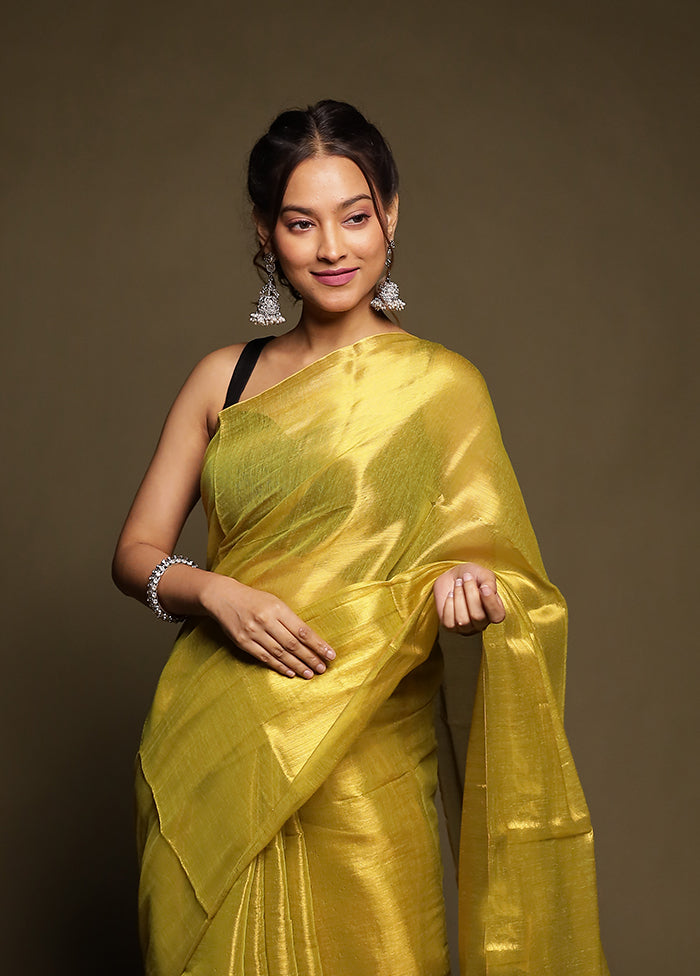 Green Tissue Silk Saree With Blouse Piece
