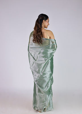 Grey Tissue Silk Saree With Blouse Piece