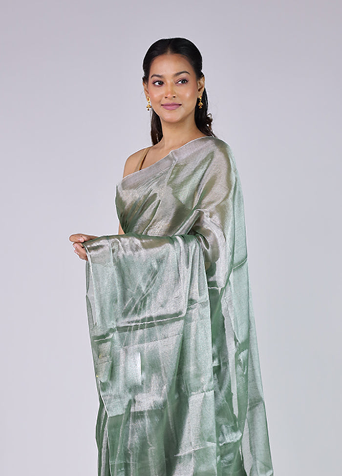 Grey Tissue Silk Saree With Blouse Piece