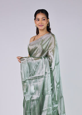 Grey Tissue Silk Saree With Blouse Piece