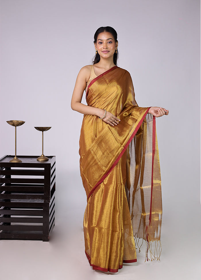 Gold Tissue Silk Saree With Blouse Piece
