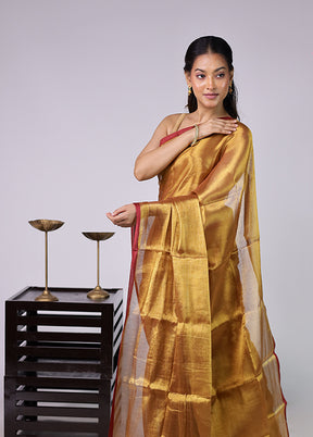 Gold Tissue Silk Saree With Blouse Piece