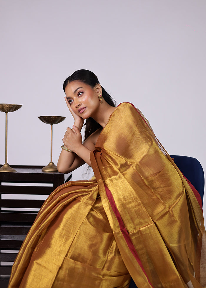 Gold Tissue Silk Saree With Blouse Piece