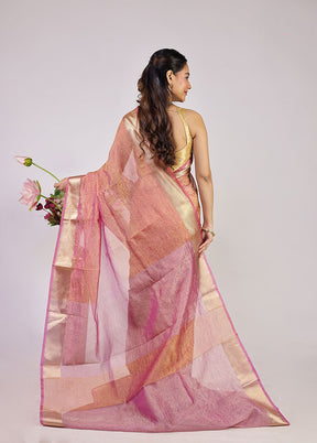 Purple Tissue Silk Saree With Blouse Piece