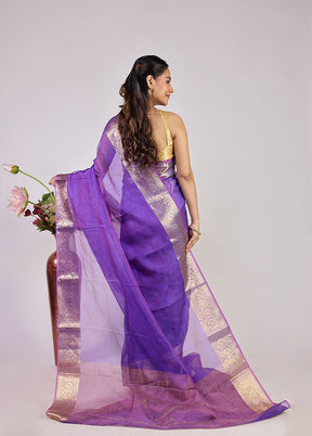 Blue Tissue Silk Saree With Blouse Piece