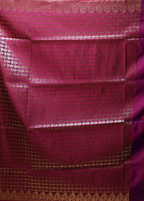 Purple Banarasi Silk Saree With Blouse Piece
