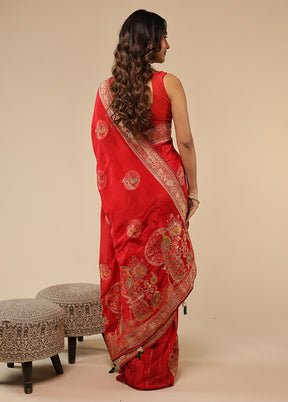 Red Georgette Saree With Blouse Piece