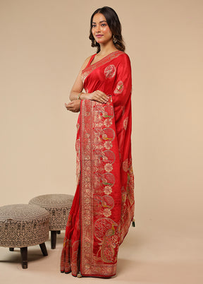 Red Georgette Saree With Blouse Piece