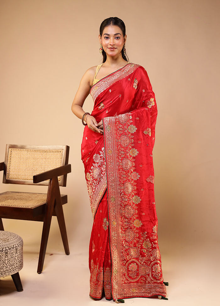 Red Georgette Saree With Blouse Piece