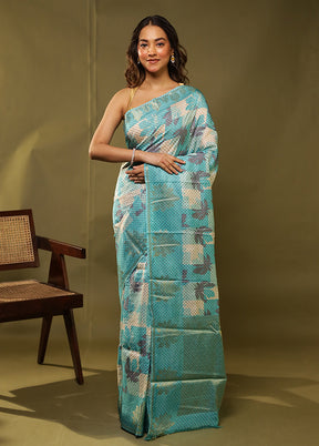 Multicolor Dupion Silk Saree With Blouse Piece