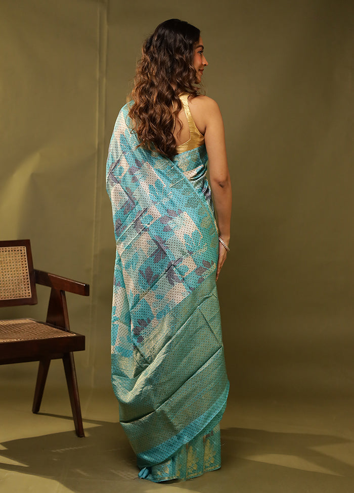 Multicolor Dupion Silk Saree With Blouse Piece