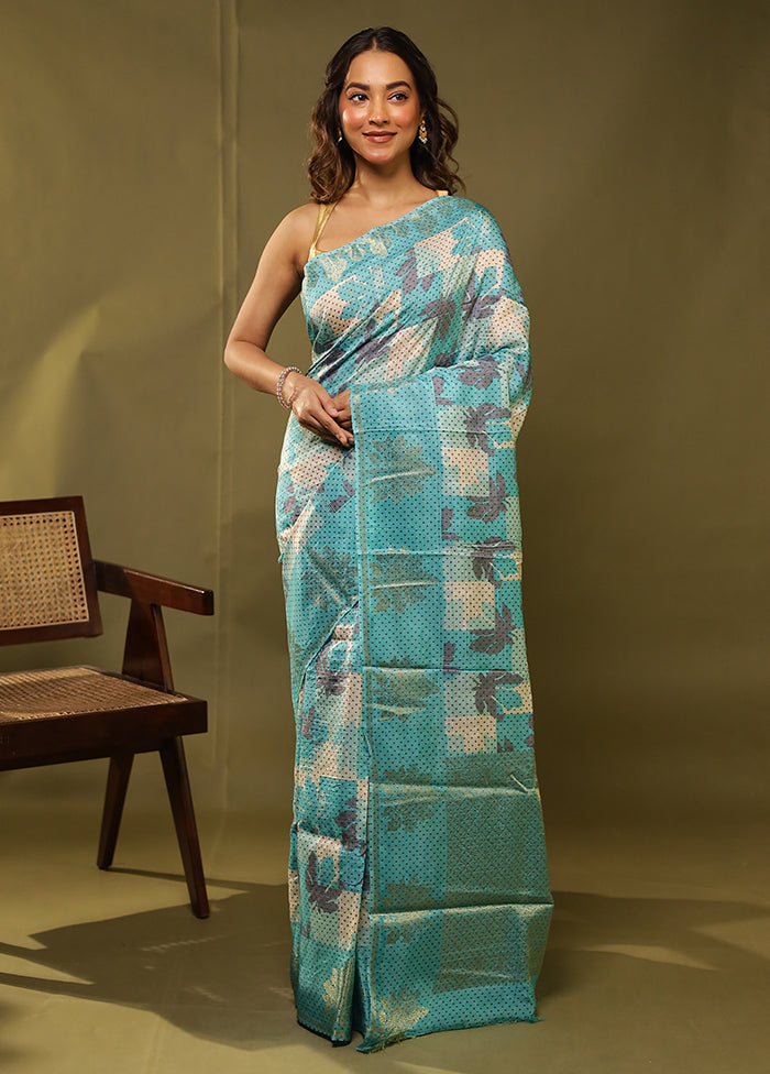 Multicolor Dupion Silk Saree With Blouse Piece