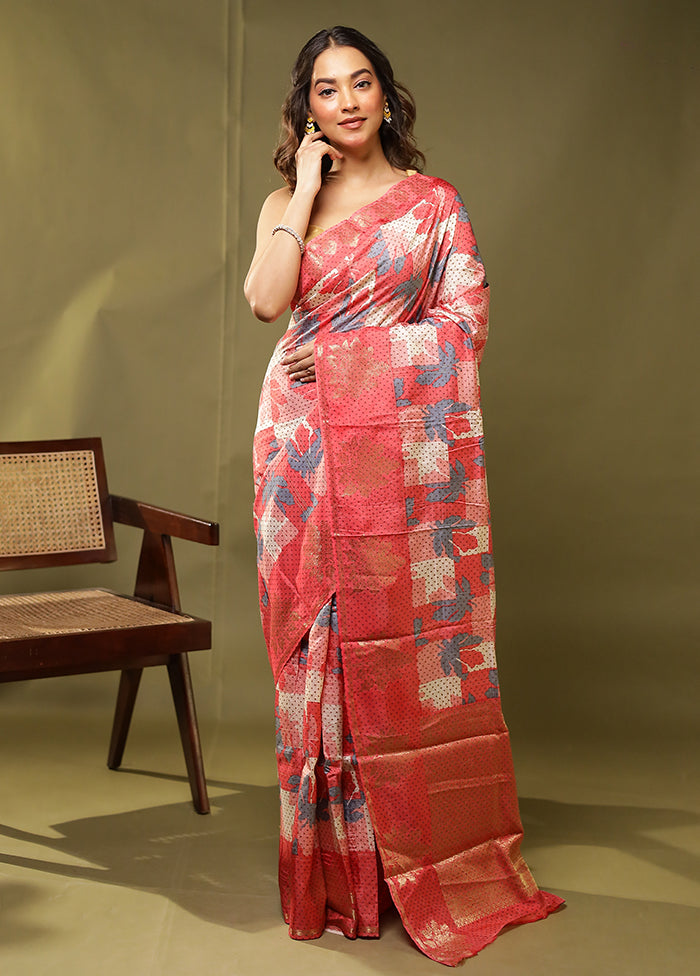 Multicolor Dupion Silk Saree With Blouse Piece