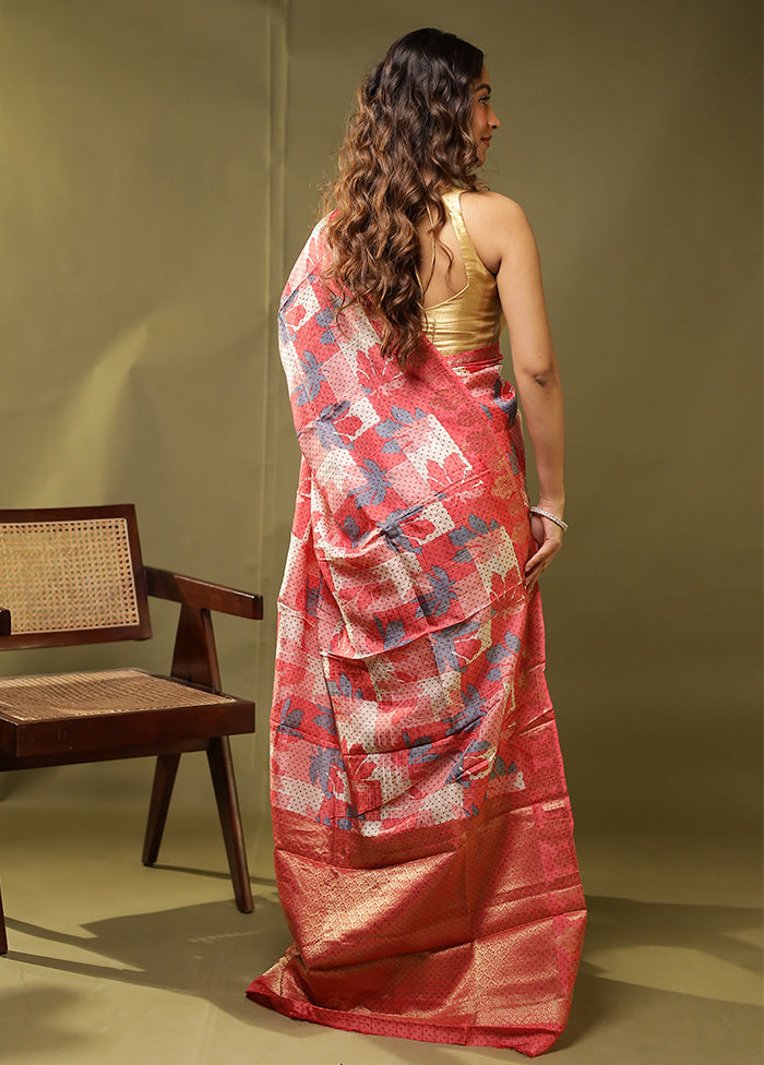 Multicolor Dupion Silk Saree With Blouse Piece