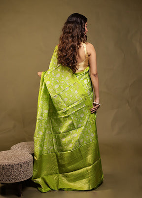 Green Dupion Silk Saree With Blouse Piece