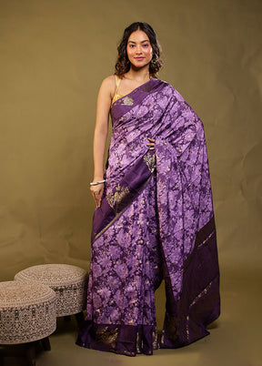Purple Dupion Silk Saree With Blouse Piece