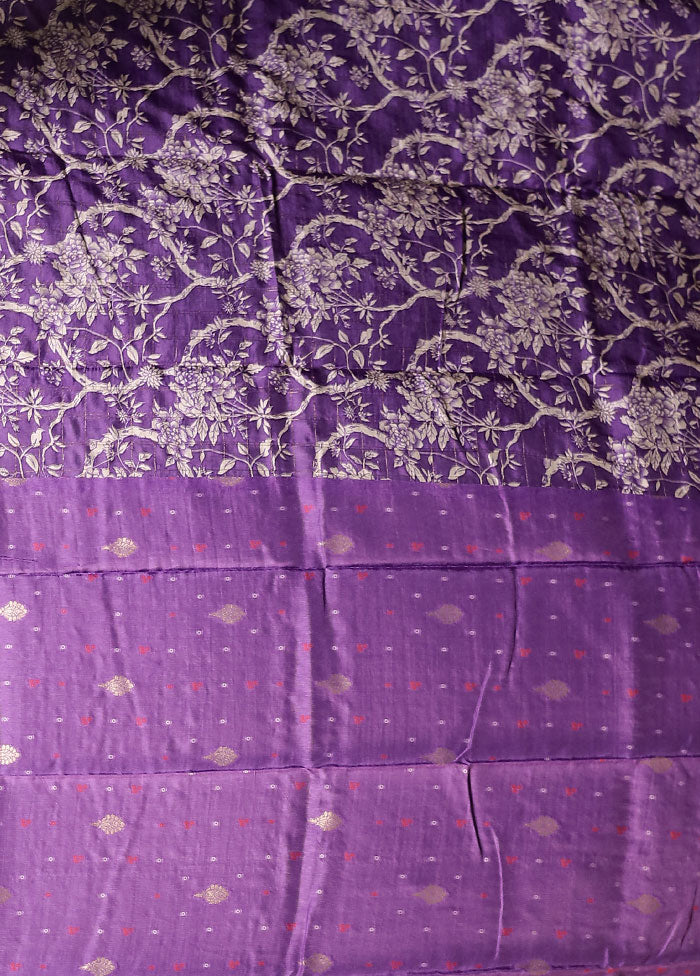 Purple Chanderi Silk Saree With Blouse Piece