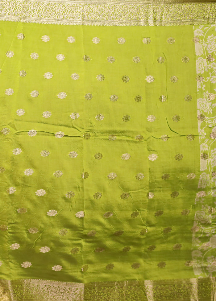 Green Chanderi Silk Saree With Blouse Piece