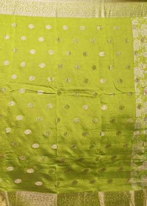 Green Chanderi Silk Saree With Blouse Piece