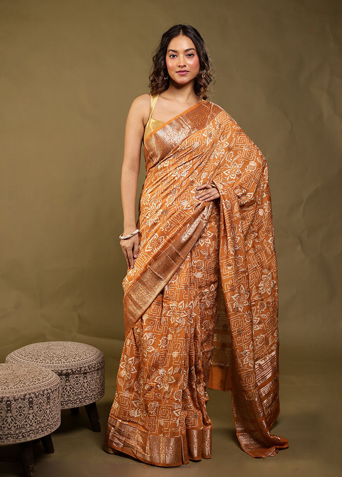 Yellow Chanderi Silk Saree With Blouse Piece