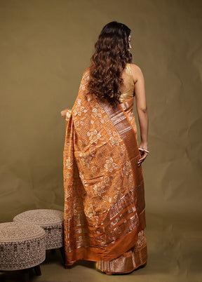 Yellow Chanderi Silk Saree With Blouse Piece