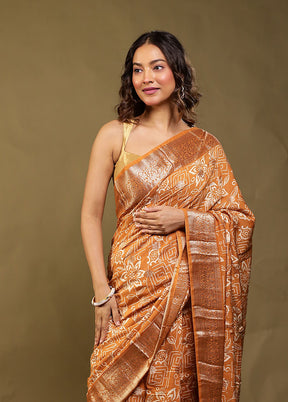Yellow Chanderi Silk Saree With Blouse Piece