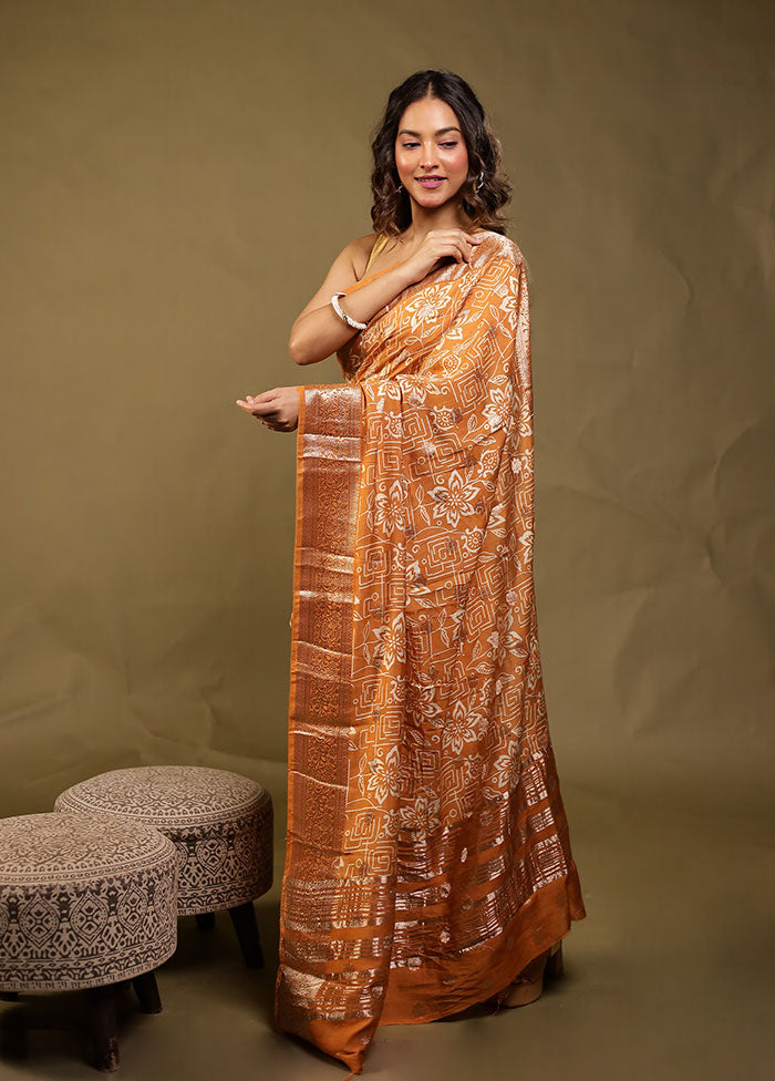 Yellow Chanderi Silk Saree With Blouse Piece