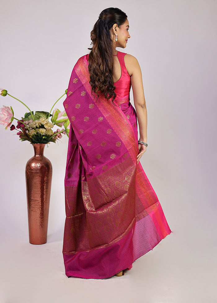 Pink Cotton Saree With Blouse Piece