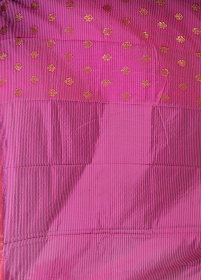 Pink Cotton Saree With Blouse Piece