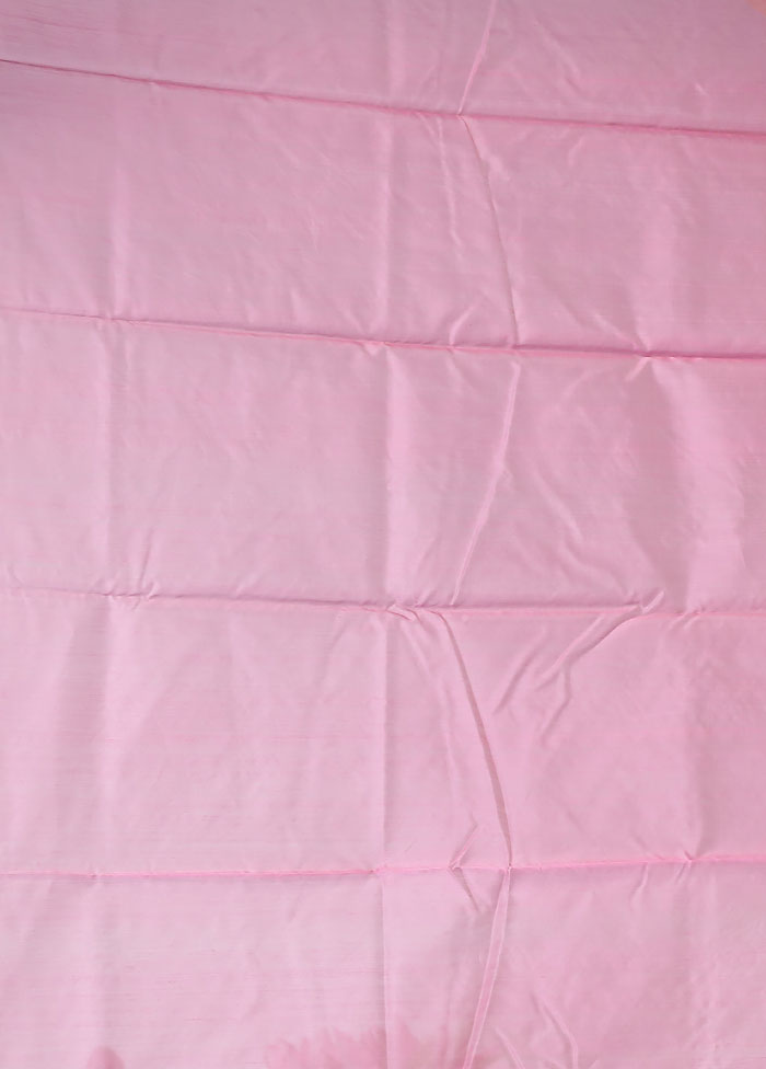 Pink Chanderi Silk Saree With Blouse Piece