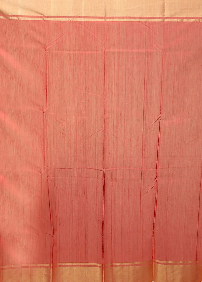 Red Handloom Chanderi Pure Silk Saree With Blouse Piece
