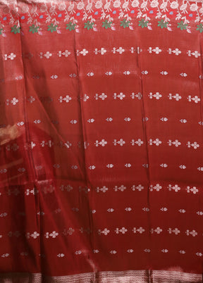 Rust Tissue Silk Saree With Blouse Piece